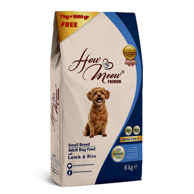 How Meow Dog Adult Mini- Hrană pentru câini adulți de rase mici cu miel și orez, 8 kg