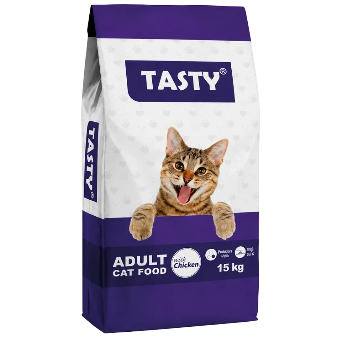 Tasty Adult Cat Food Chicken – Hrană uscată pentru pisici adulte, cu Pui