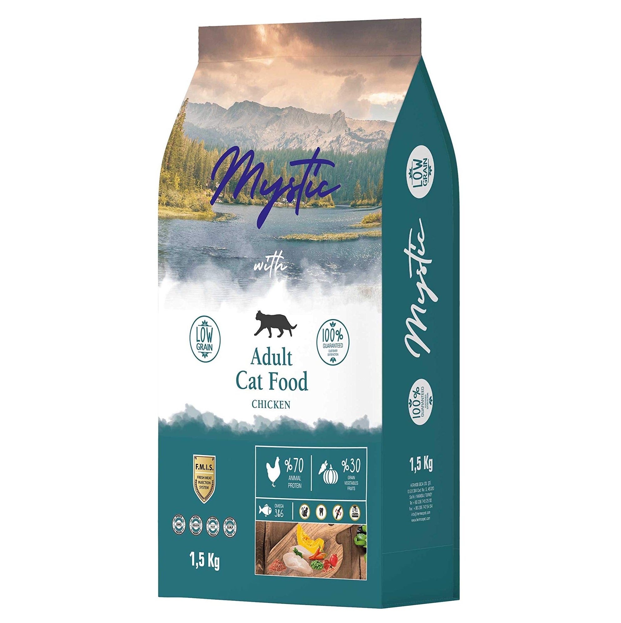Mystic Adult Cat Food Chicken Low Grain Super Premium – Hrană uscată pentru pisici adulte, cu Pui 15 kg