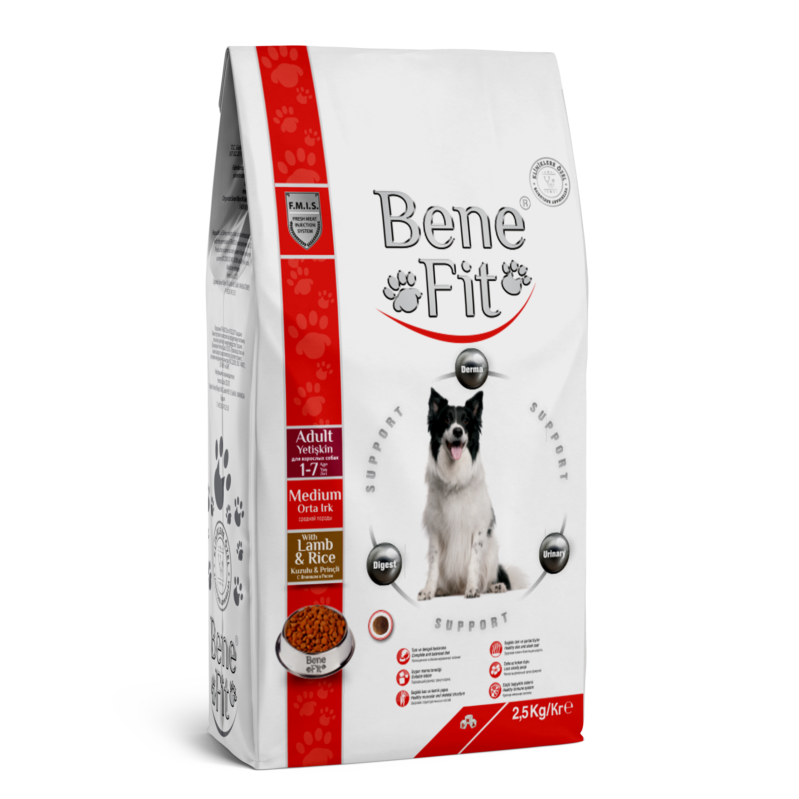Hrană uscată BeneFit Adult Medium Breed, pentru câini adulți de talie medie cu miel și orez 12 kg