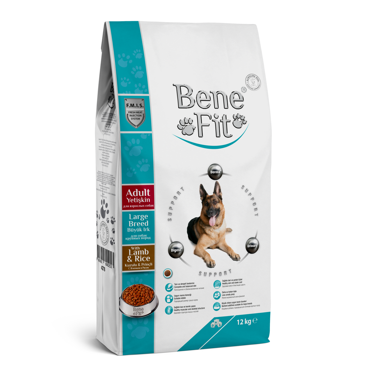 Hrană uscată BeneFit Adult Large Breed, pentru câini adulți de talie mare cu miel și orez 12 kg