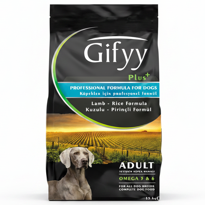 Gifyy Adult Dog Food Lamb and Rice – Hrană uscată pentru câini adulți, cu Miel și Orez (15 kg)
