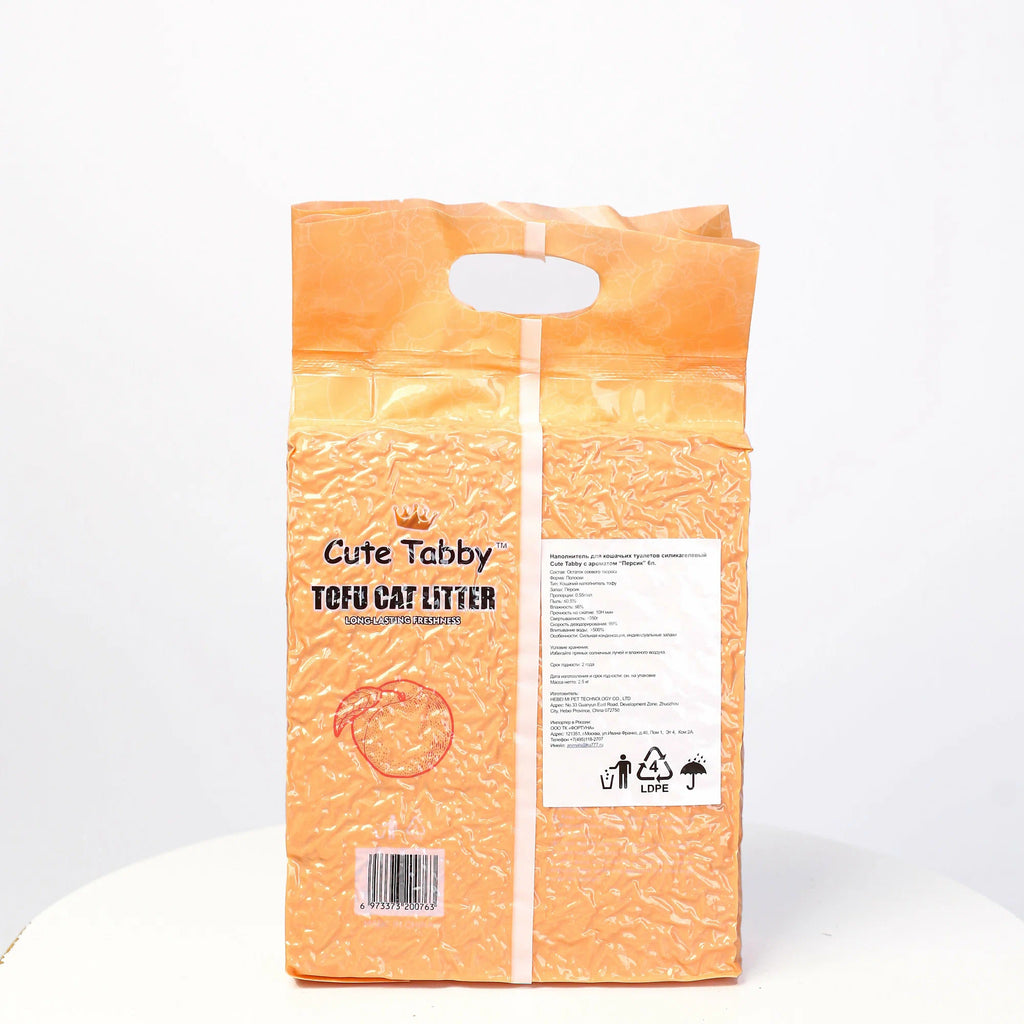 Umplutură Pentru Litieră Din Tofu "Cute Tabby" HONEY PEACH ( Cu Aromă De Piersică) 6L