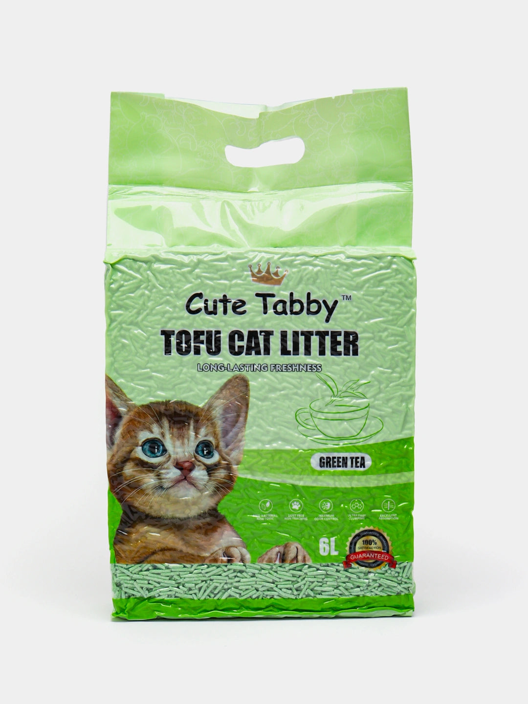 Umplutură Pentru Litieră Din Tofu "Cute Tabby" GREEN TEA ( Cu Aromă De Ceai Verde) 6L