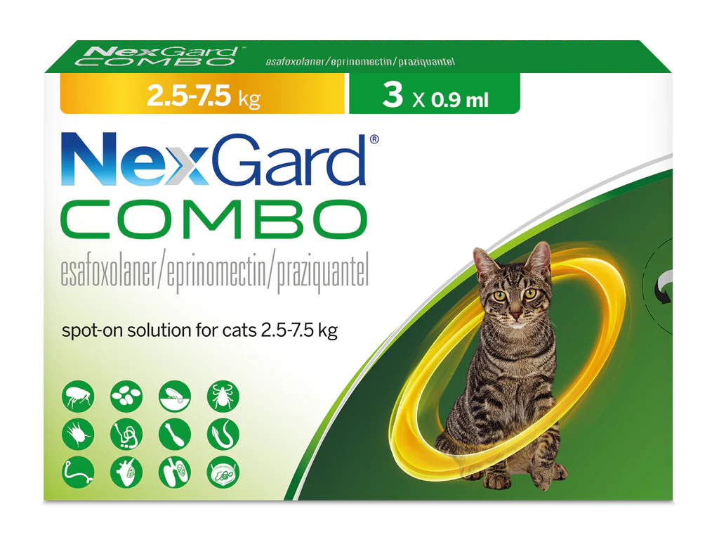 NexGard Combo soluție spot-on pentru pisici de 2,5-7,5 kg, 1x0,9 ml