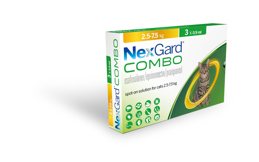 NexGard Combo soluție spot-on pentru pisici de 2,5-7,5 kg, 1x0,9 ml
