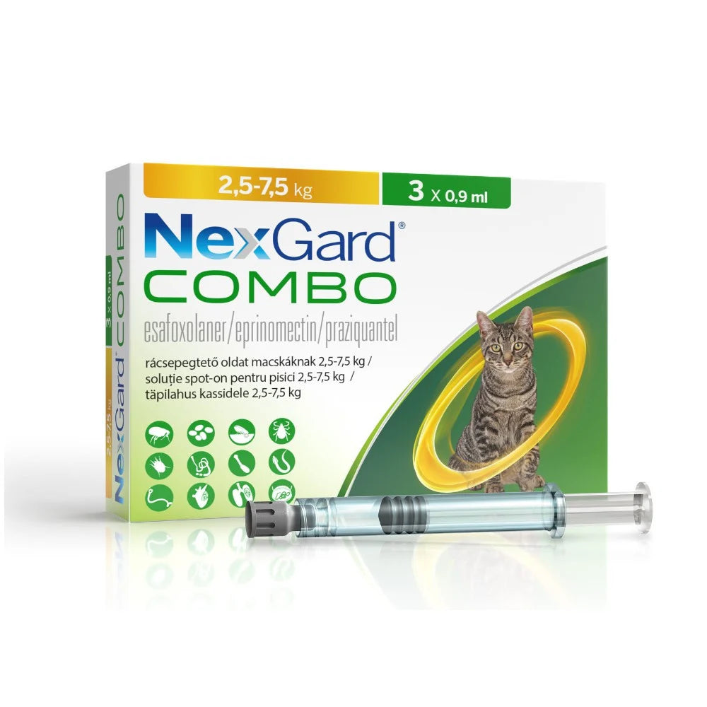 NexGard Combo soluție spot-on pentru pisici de 2,5-7,5 kg, 1x0,9 ml