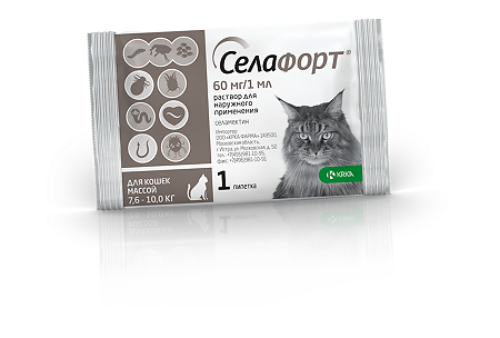 Selafort pentru pisici (7,6 - 10 kg) pipetă 1 ml / 60 mg 1 buc