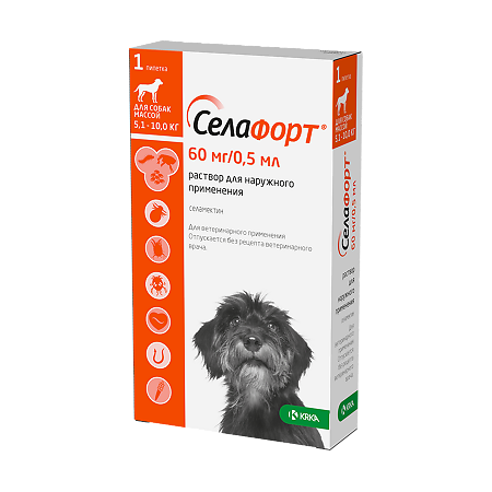 Selafort pentru câini (5,1 - 10 kg) pipetă 0,5 ml / 60 mg 1 buc