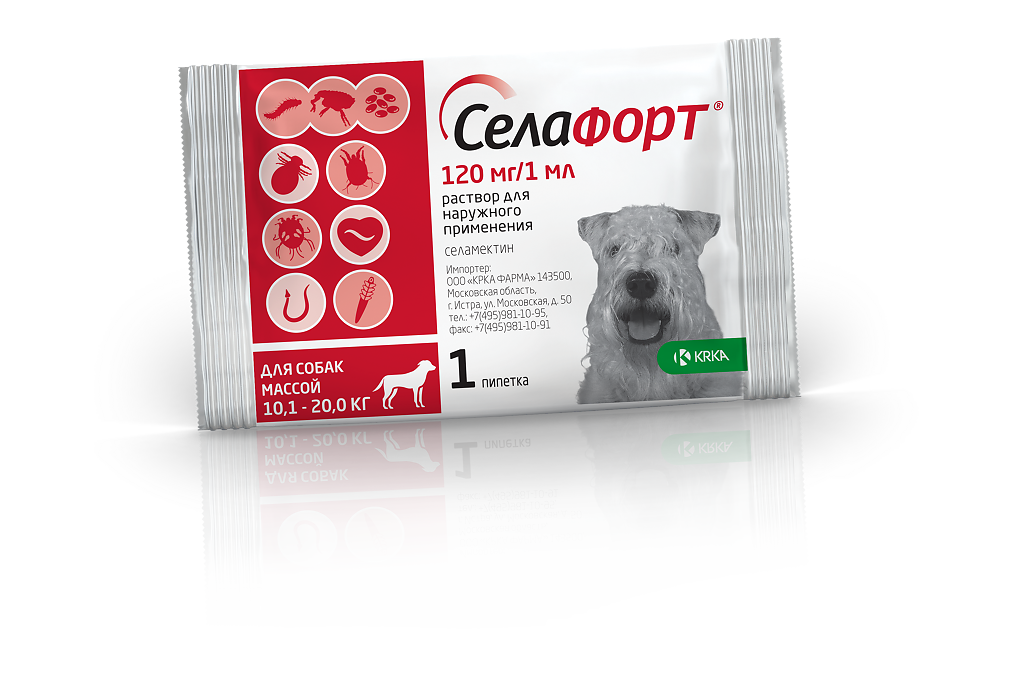 Selafort pentru câini (10,1 - 20 kg) pipetă 1 ml / 120 mg 1 buc