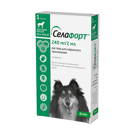 Selafort pentru câini (20,1 - 40 kg) pipetă 2 ml / 240 mg 1 buc