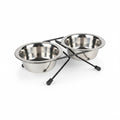 Suport dublu cu boluri din inox pentru animale de companie