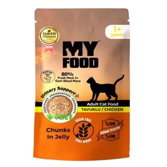 Hrană umedă bucăți pentru pisică, Adult, MyFood, Pui, 85g, Urinary Support, Fără cereal