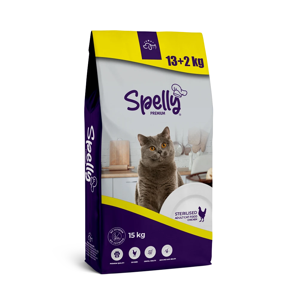 Spelly Adult Sterilised Chicken – Hrană uscată pentru pisici sterilizate/castrate, cu Pui 15 kg