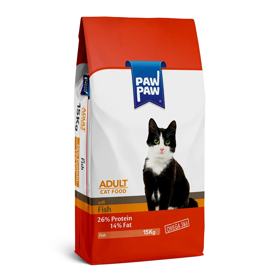 Pawpaw Adult Fish – Hrană uscată pentru pisici adulte, cu Pește 15 kg