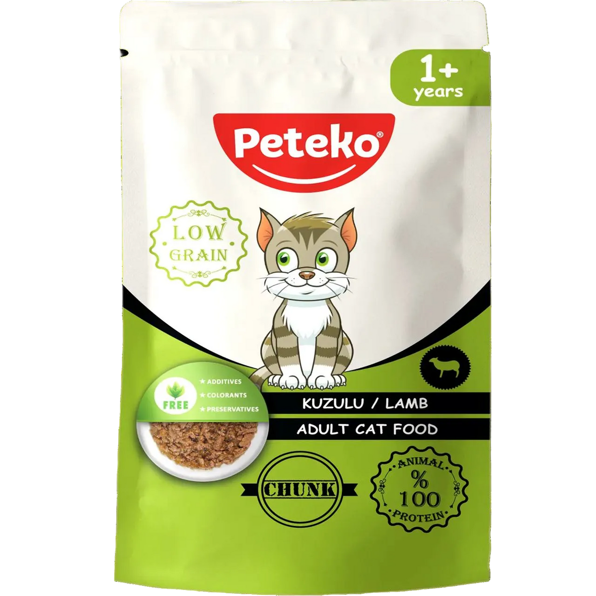 Hrană Peteko pentru pisici adulte Lamb Chunk cu miel 85 g