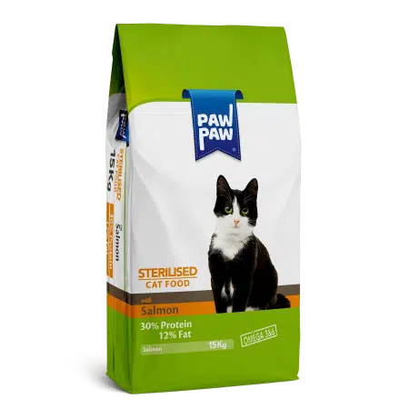 Pawpaw Adult Sterilised – Hrană uscată pentru pisici adulte sterilizate/castrate, cu Somon 15 kg