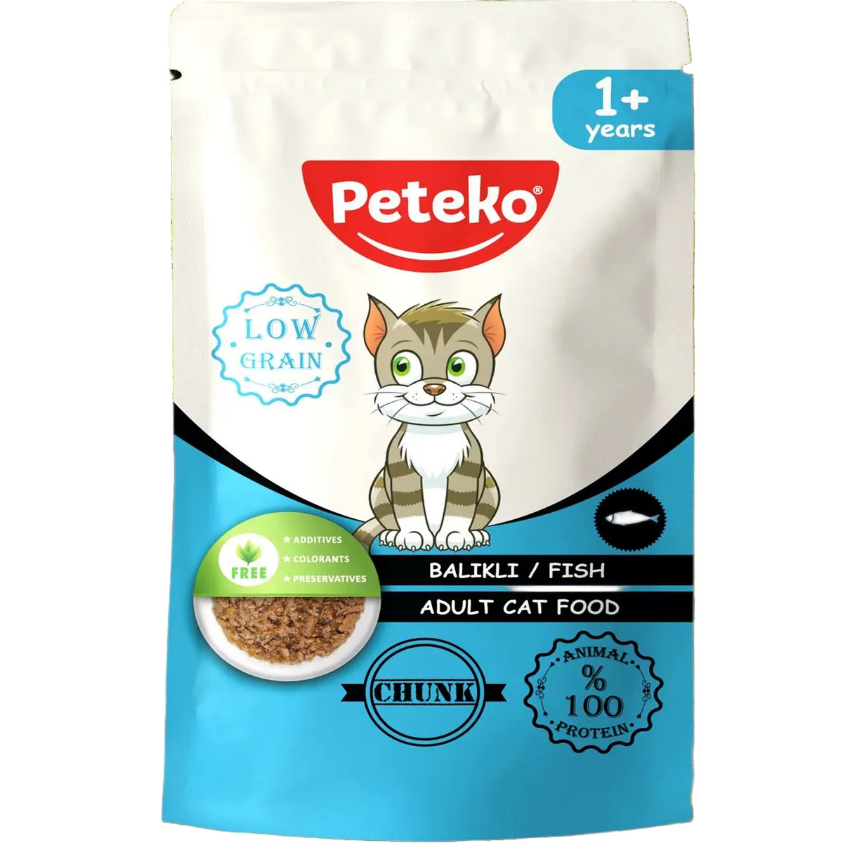 Hrană Peteko pentru pisici adulte Fish Chunk cu pește 85 g