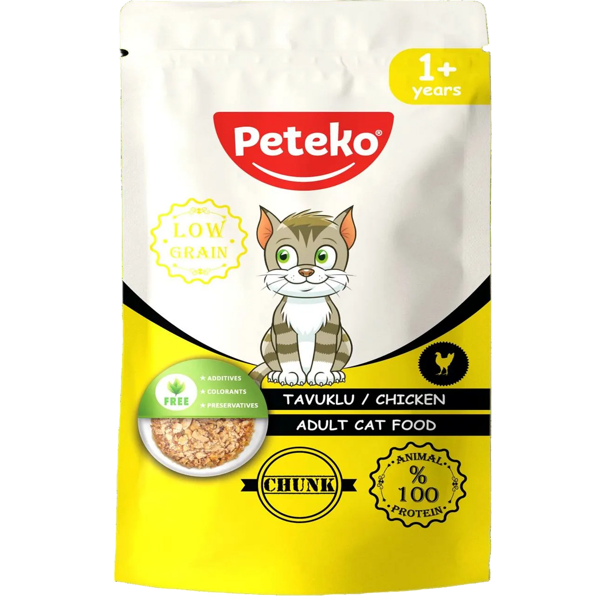 Hrană Peteko pentru pisici adulte Chicken Chunk cu pui 85 g