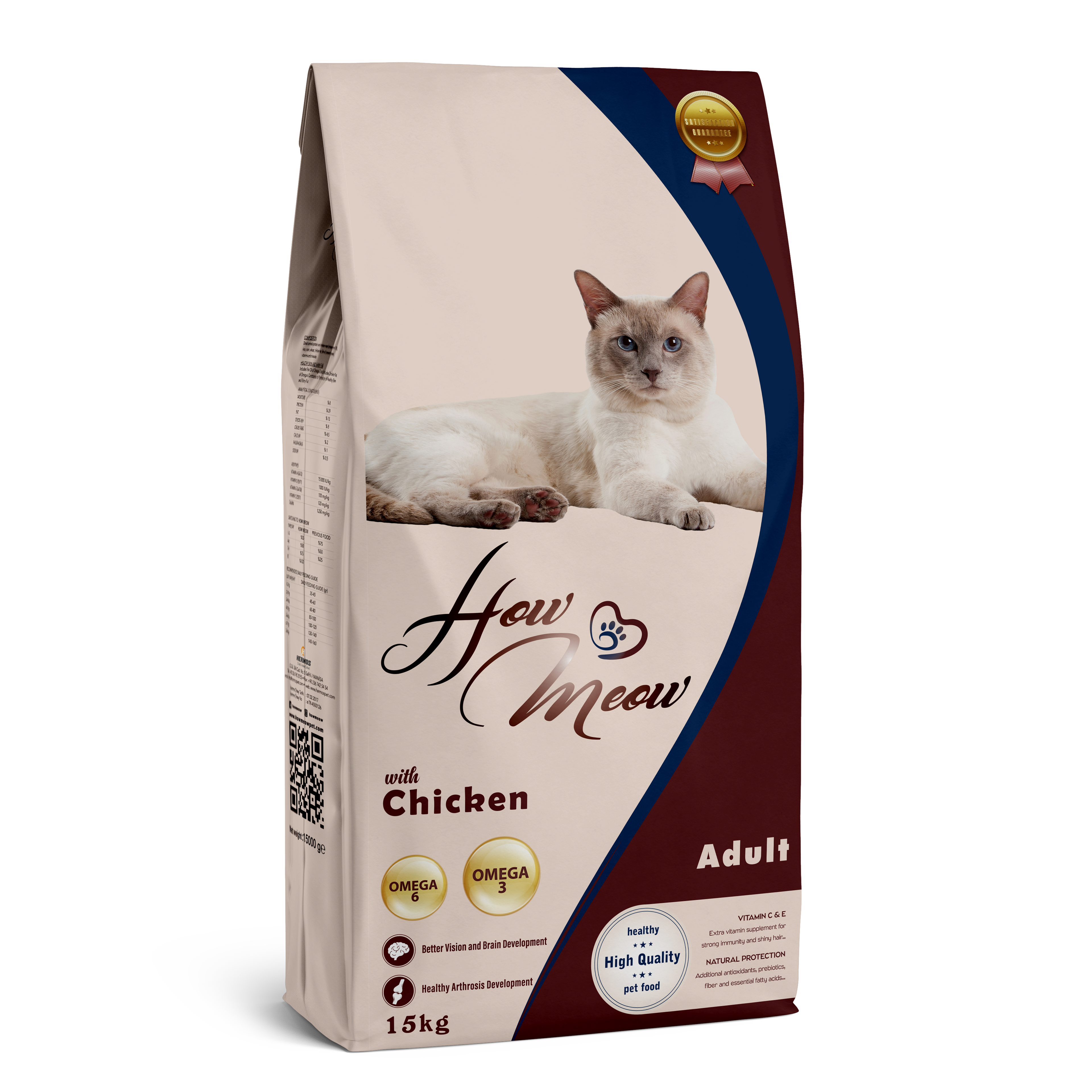 How Meow Adult – Hrană uscată pentru pisici adulte, cu Pui 15 kg