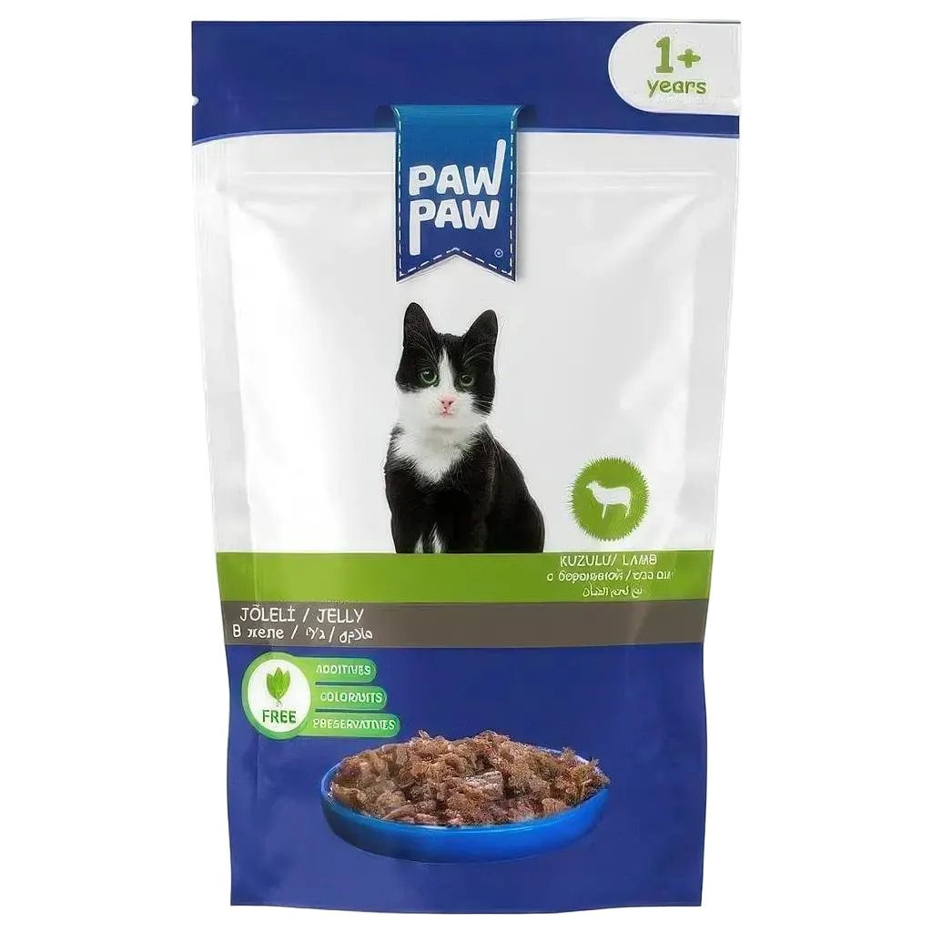 Hrană umedă Pawpaw pentru pisici adulte cu MIEL în pliculeț cu jeleu 85g