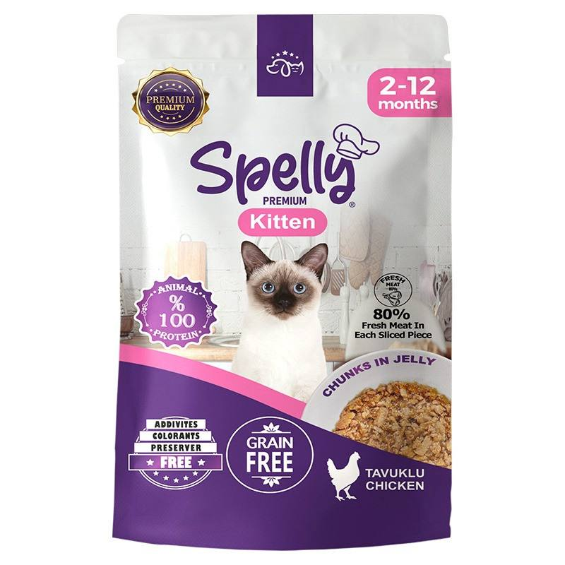 Spelly Premium Kitten Jeleu fără cereale 85gr pentru pisoi cu pui